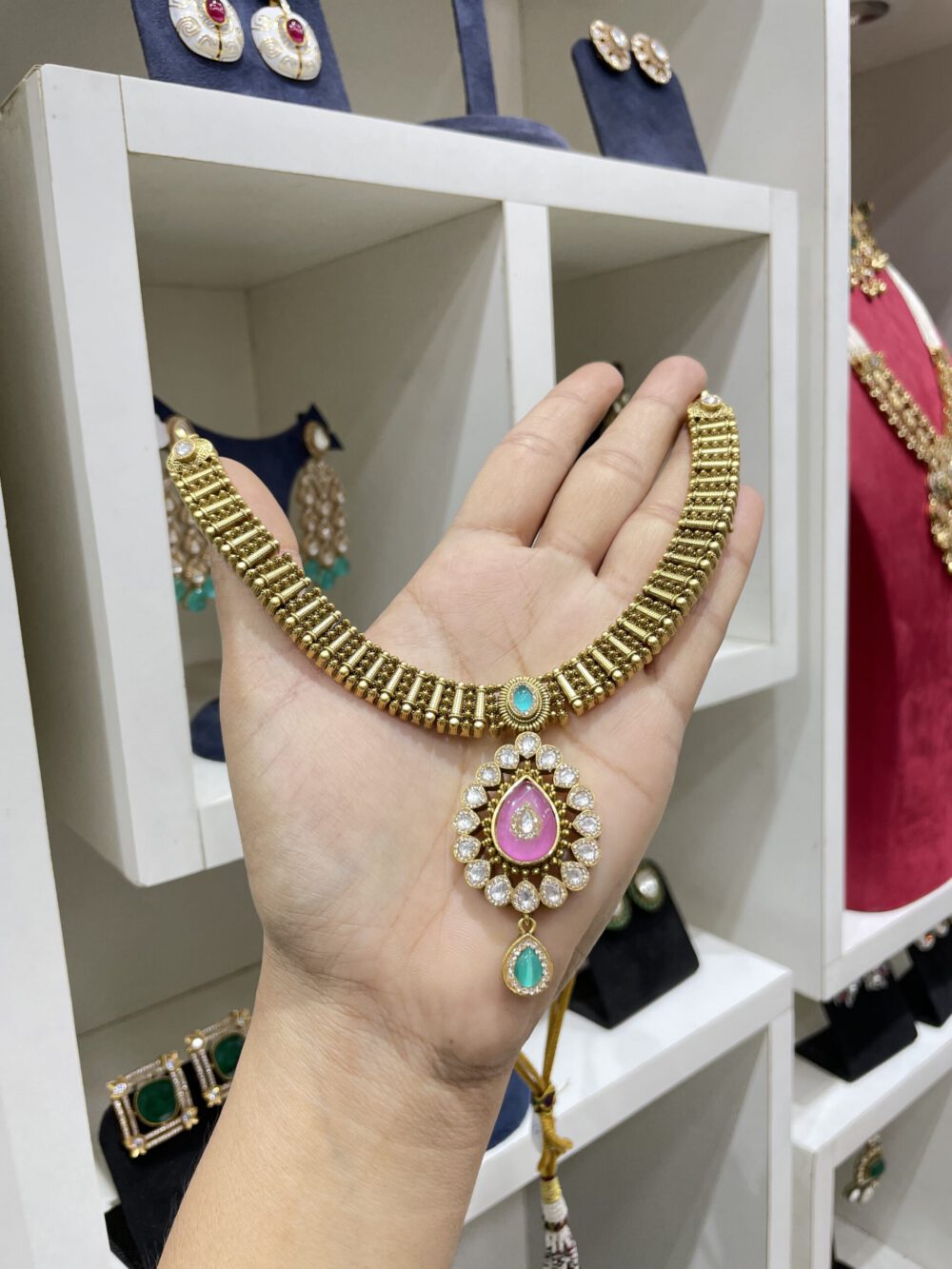 Antique Gold Necklace Set #49234