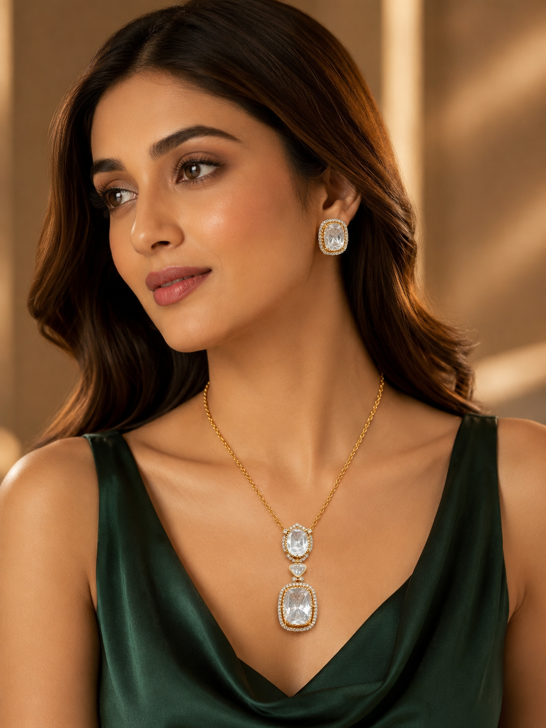 polki-chain-pendant-set